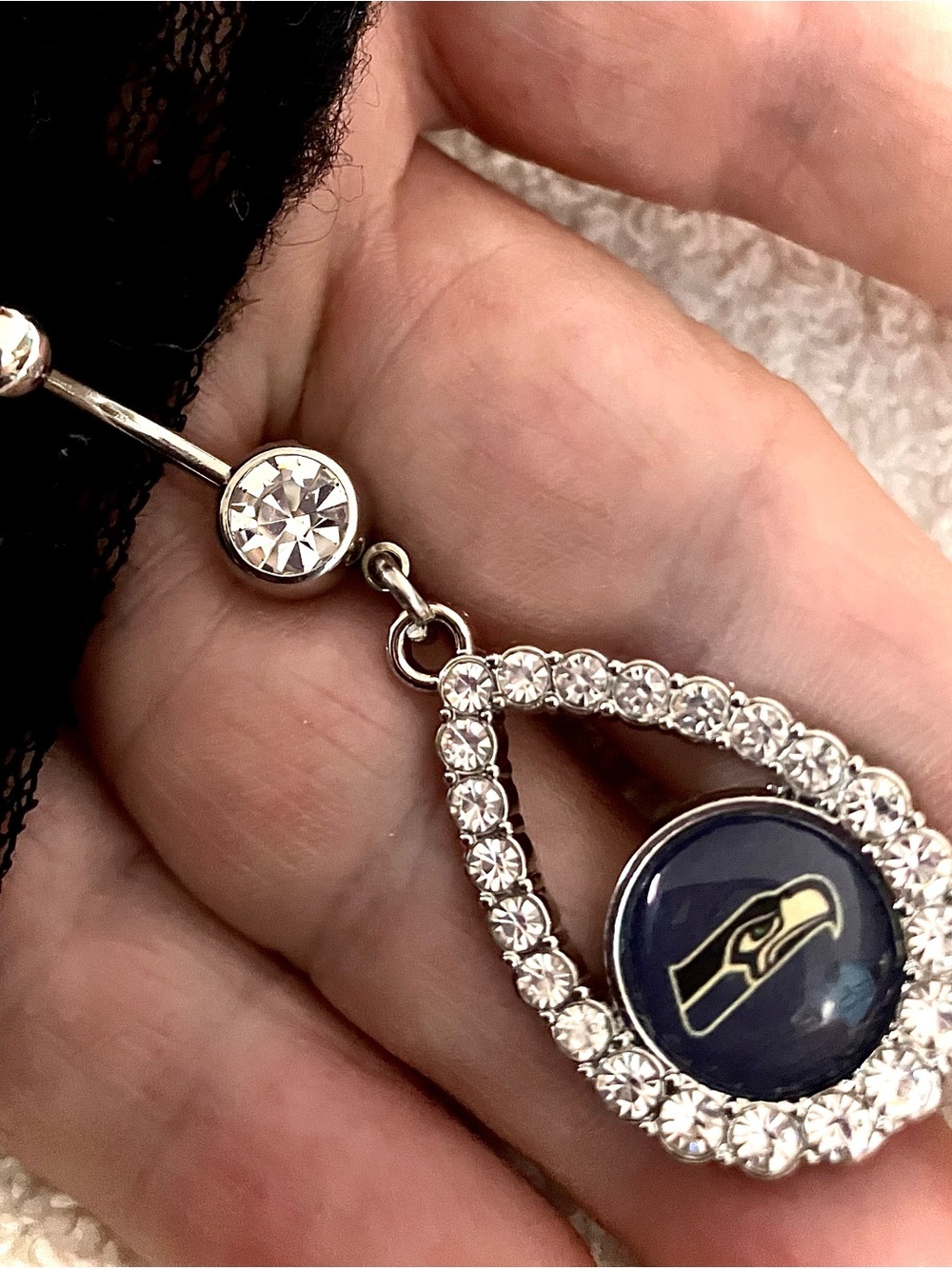 SEATTLE SEAHAWKS INSPIRED NAVEL BELLY RING
